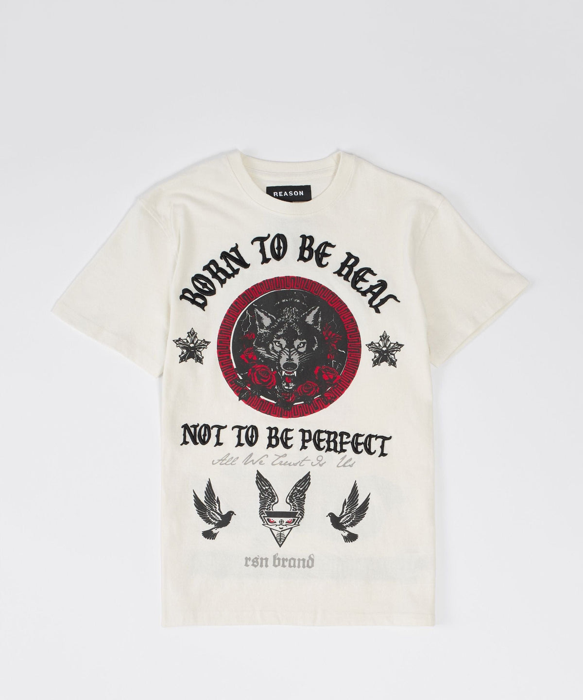 Reason Clothing Quality | Kids Trust No 1 Embroidered Short Sleeve Tee - Cream
