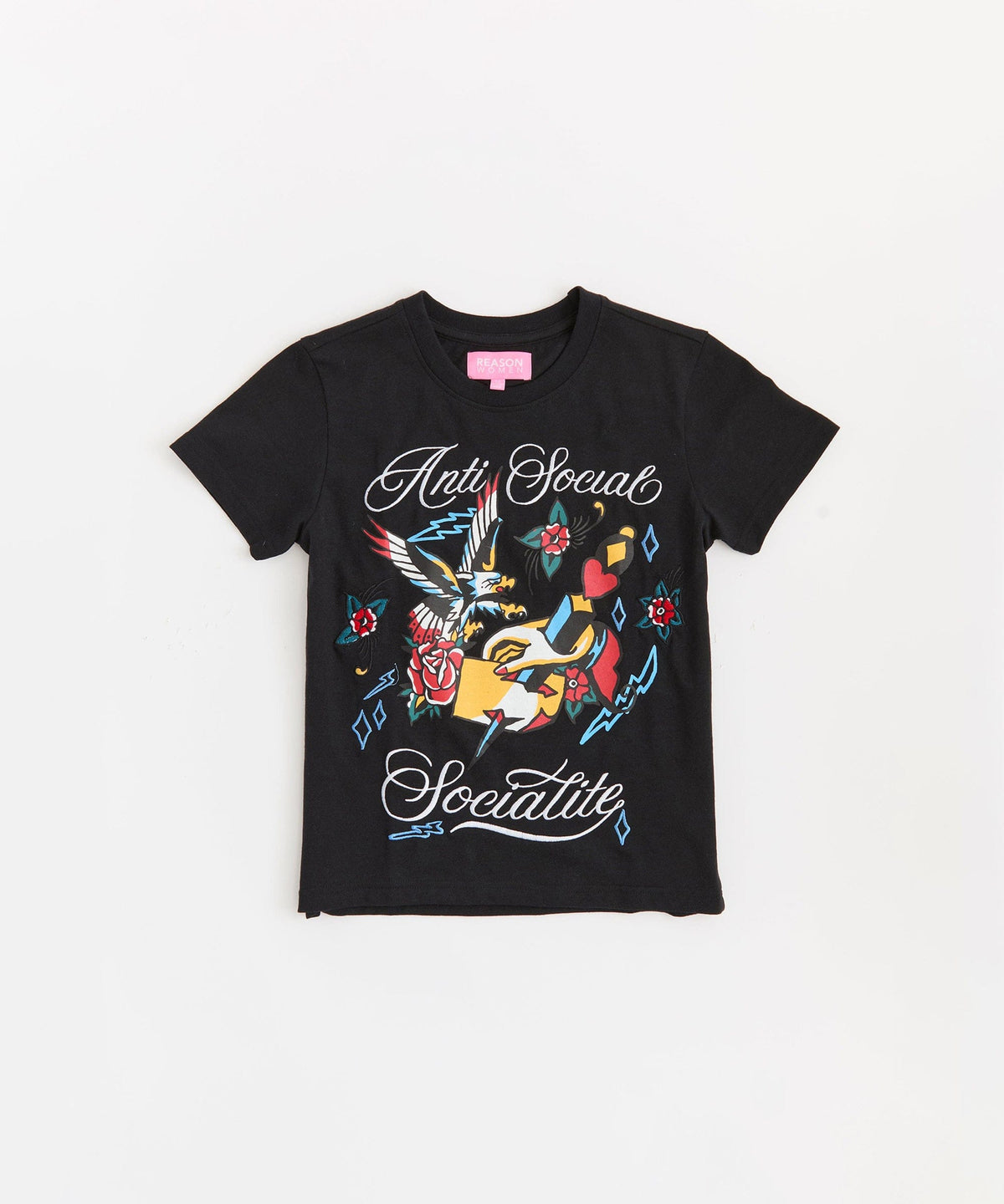Reason Clothing Sale | Anti Social Socialite Kid's Graphic Cropped Short Sleeve Tee - Black
