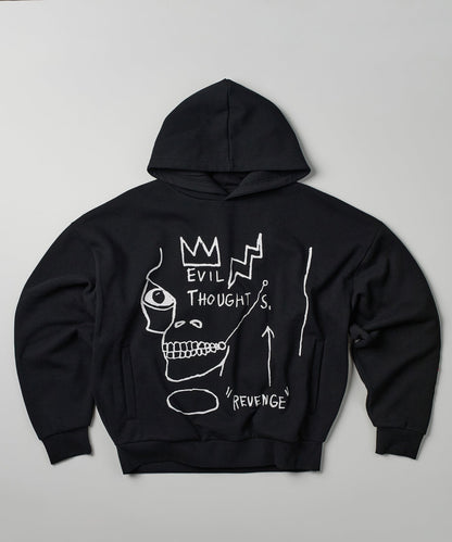 Reason Clothing Customer Favorite | Plus Size Basquiat Evil Thoughts Hoodie - Black