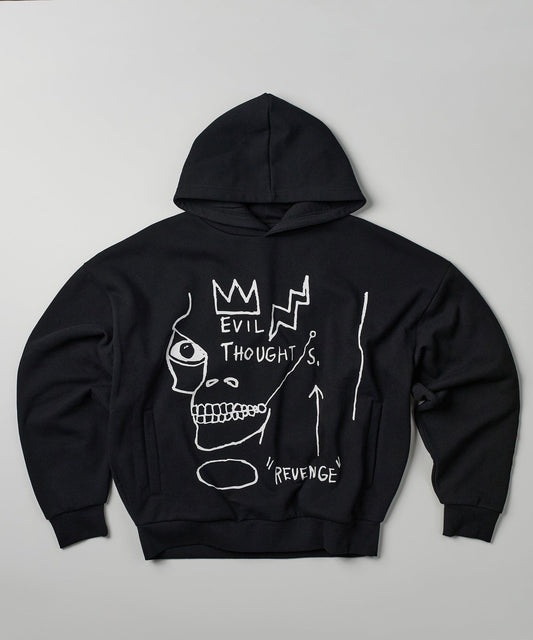 Reason Clothing Customer Favorite | Plus Size Basquiat Evil Thoughts Hoodie - Black