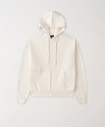 Reason Clothing Customer Favorite | Essential Boxy Fit Zip Up Hoodie - Cream