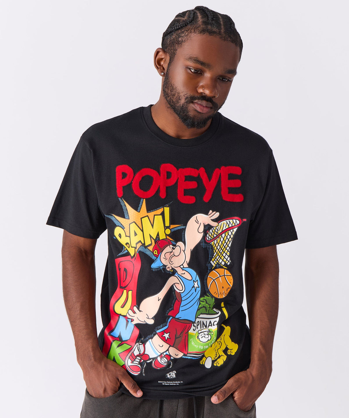 Reason Clothing Best Seller | Popeye Applique Short Sleeve Tee - Black