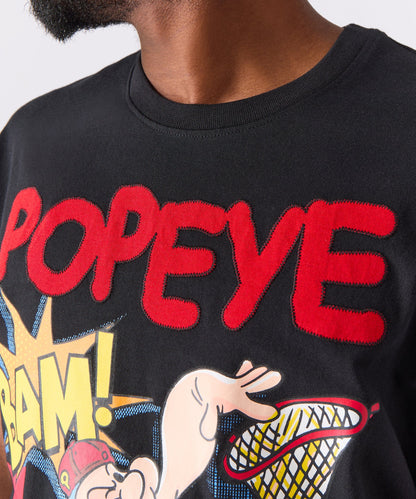 Reason Clothing Best Seller | Popeye Applique Short Sleeve Tee - Black