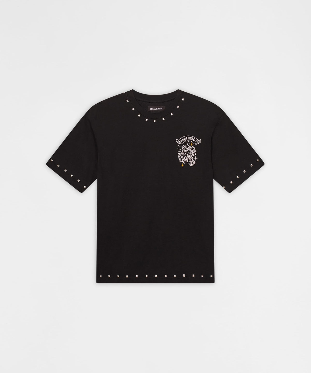 Reason Clothing Great Value | First Class Embroidered Short Sleeve Tee- Black
