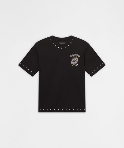 Reason Clothing Great Value | First Class Embroidered Short Sleeve Tee- Black