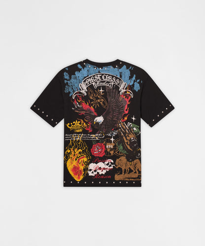 Reason Clothing Great Value | First Class Embroidered Short Sleeve Tee- Black