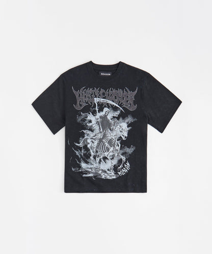 Reason Clothing Exclusive | Grim Reaper Washed Rhinestones Short Sleeve Tee - Black