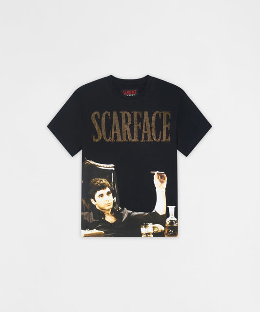 Reason Clothing Exclusive | Scarface Rhinestones Short Sleeve Tee - Black