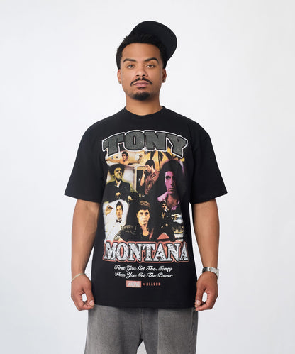 Reason Clothing Best Seller | Scarface "Tony Montana" Rhinestone Tee - Black