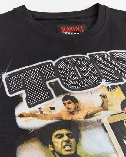 Reason Clothing Best Seller | Scarface "Tony Montana" Rhinestone Tee - Black