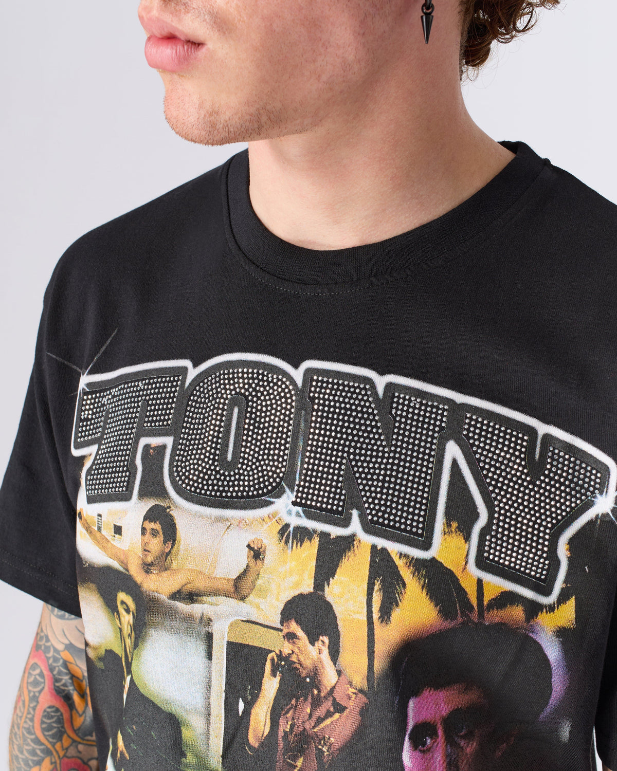 Reason Clothing Best Seller | Scarface "Tony Montana" Rhinestone Tee - Black