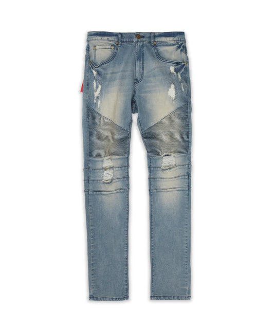 Reason Clothing Smart Buy | Moto Panel Plus Size Skinny Jeans - Blue