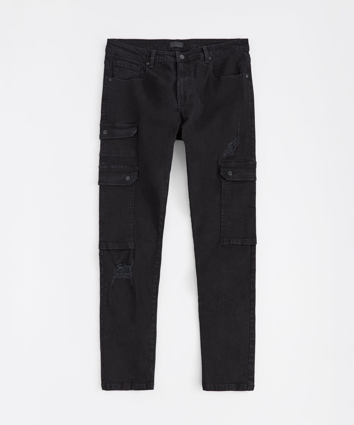 Reason Clothing Everyday | Classic Distressed Cargo Pants - Black