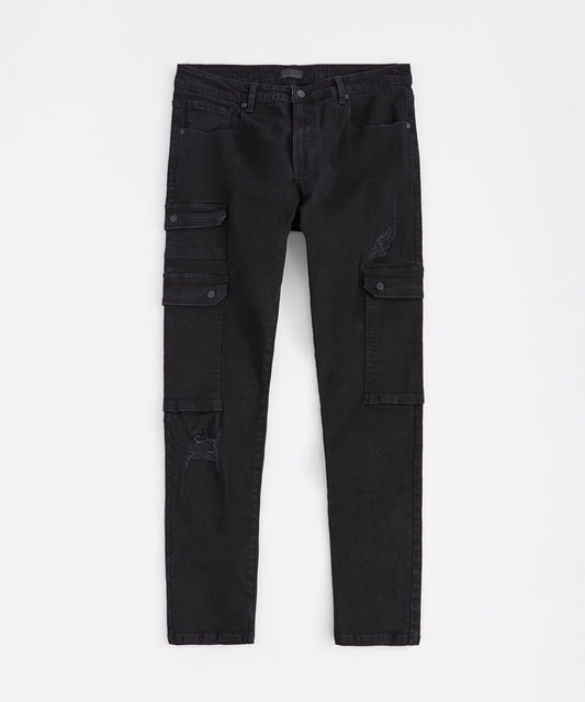 Reason Clothing Everyday | Classic Distressed Cargo Pants - Black