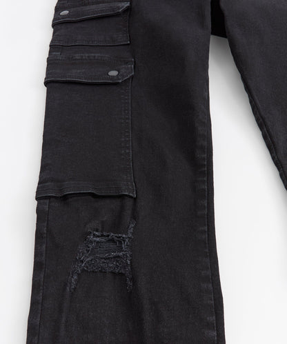 Reason Clothing Everyday | Classic Distressed Cargo Pants - Black