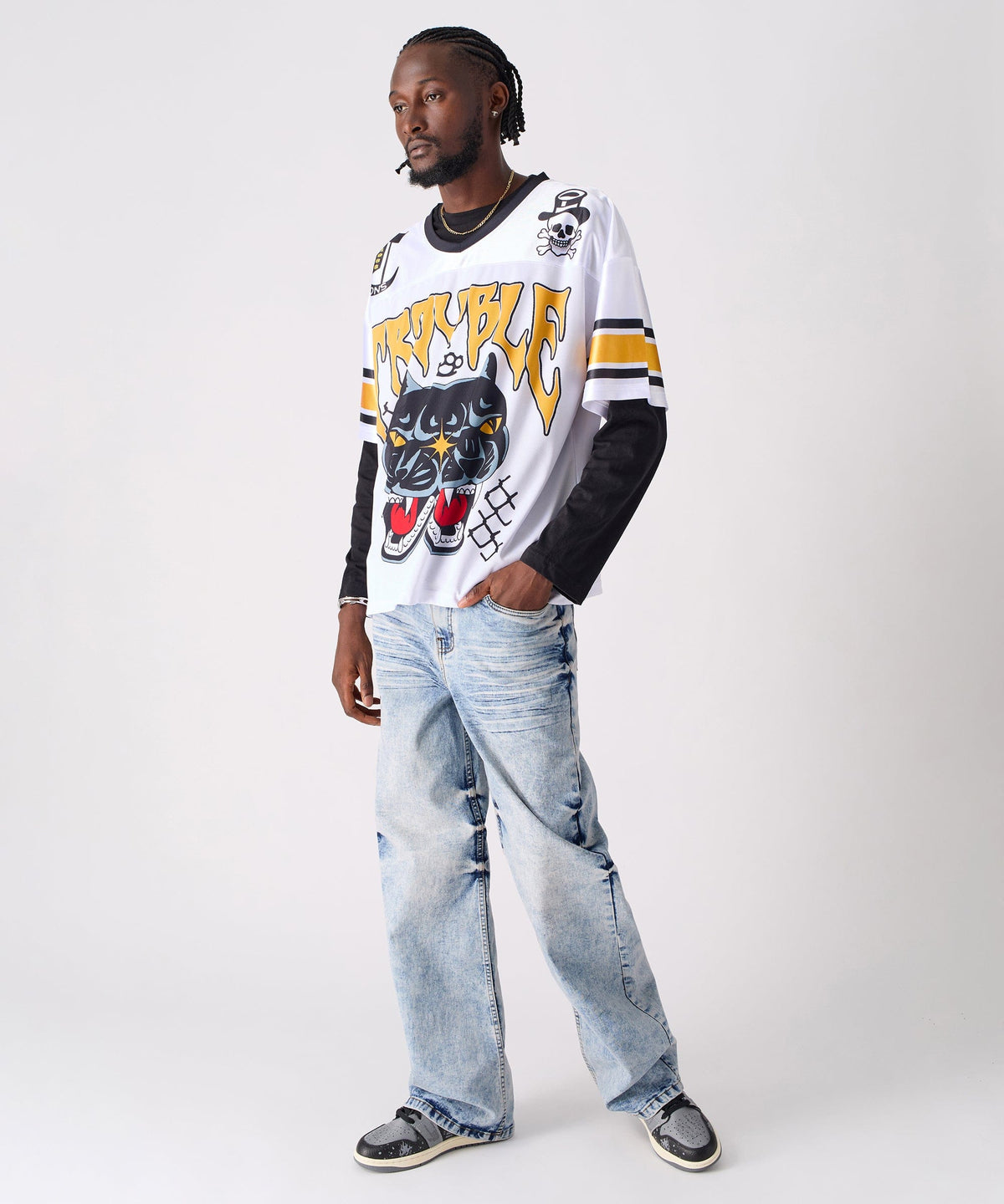 Reason Clothing New | Washed Ripped Denim Pants - Blue