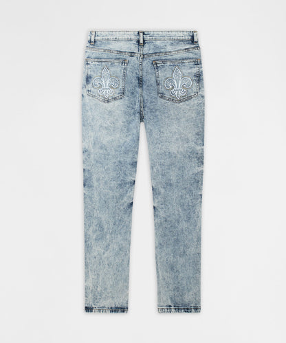 Reason Clothing New | Washed Ripped Denim Pants - Blue