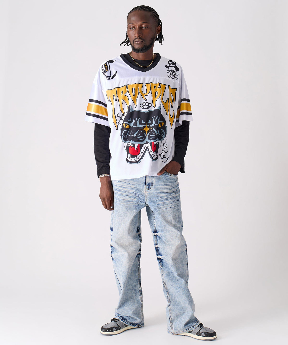 Reason Clothing New | Washed Ripped Denim Pants - Blue