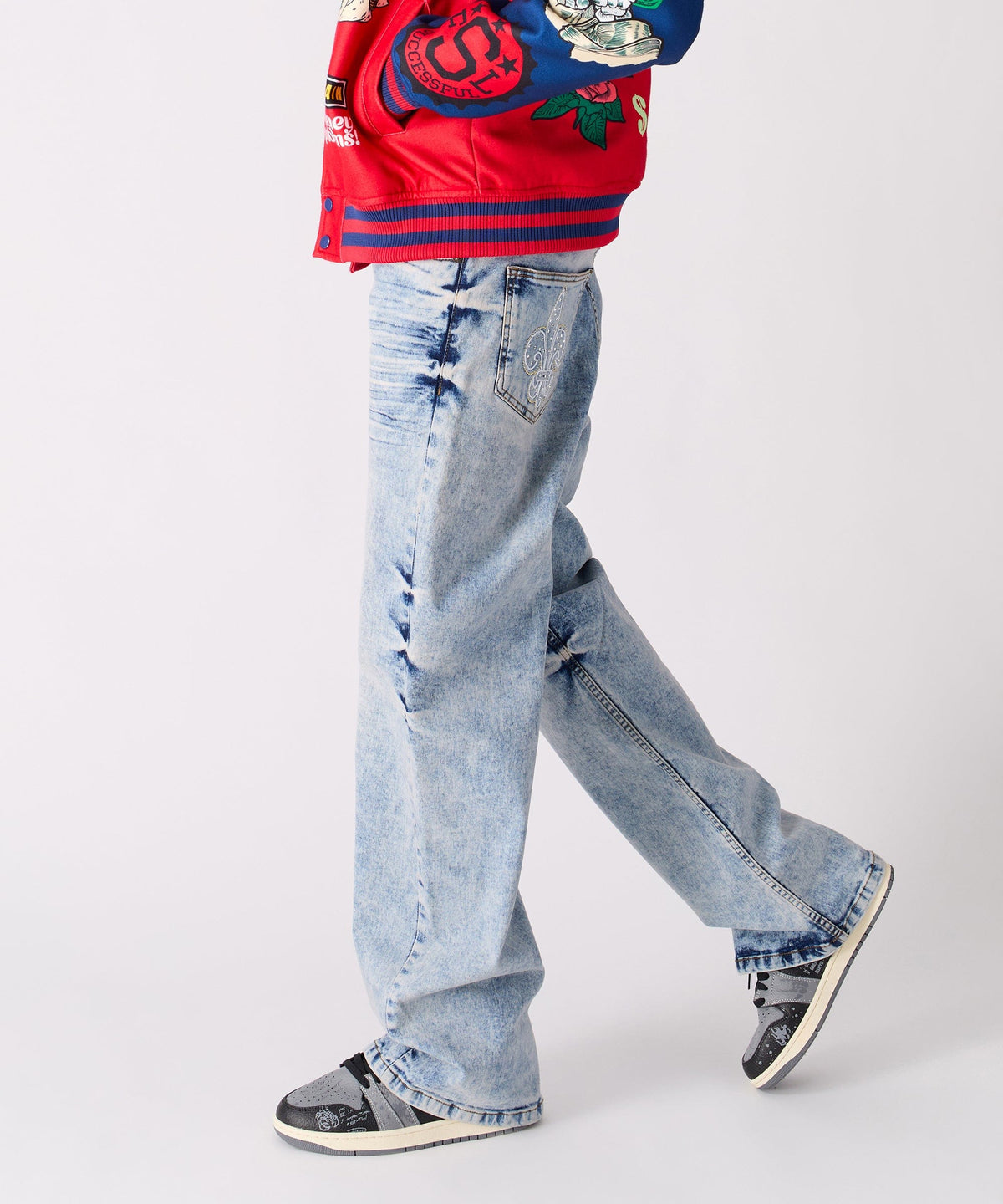 Reason Clothing New | Washed Ripped Denim Pants - Blue