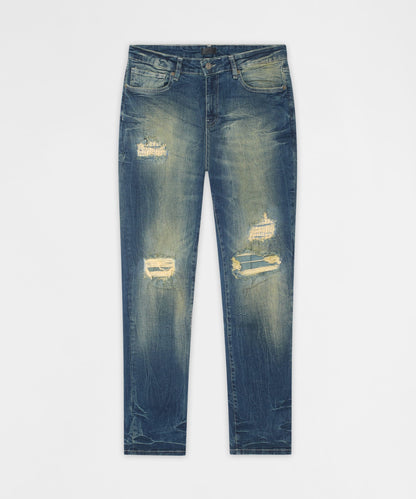 Reason Clothing Featured | Men's Skinny Ripped Denim Pant - Medium Blue