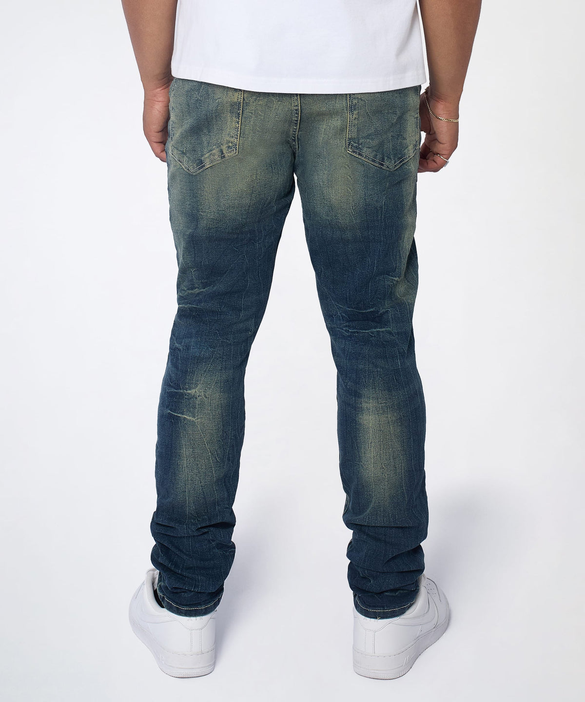 Reason Clothing Featured | Men's Skinny Ripped Denim Pant - Medium Blue