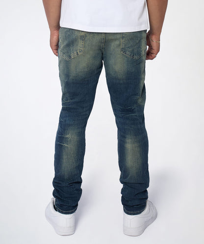 Reason Clothing Featured | Men's Skinny Ripped Denim Pant - Medium Blue
