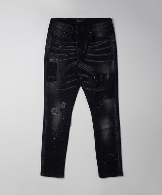 Reason Clothing Essential | Nighthawk Ripped Skinny Jeans - Black