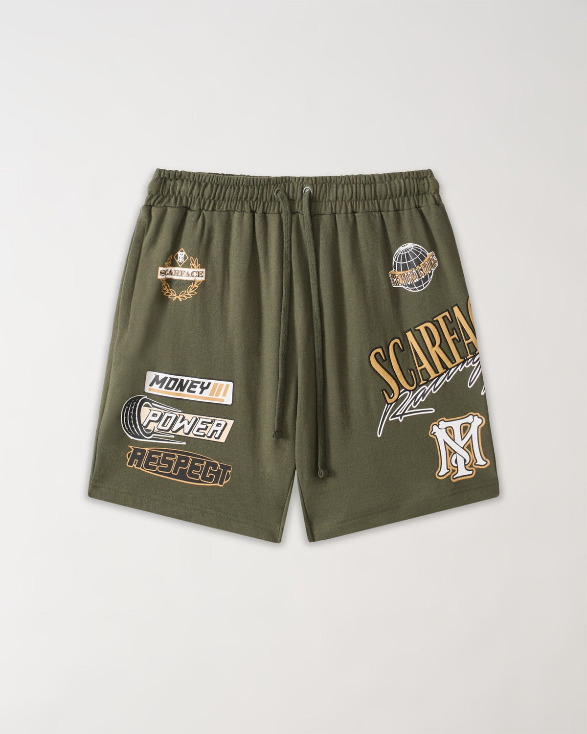 Reason Clothing Best Price | Scarface Applique Racing Short - Olive Green