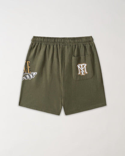 Reason Clothing Best Price | Scarface Applique Racing Short - Olive Green