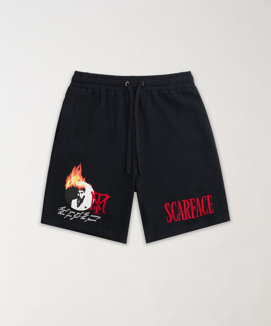 Reason Clothing Top Pick | Scarface Get The Money Embroidered Fleece Short - Black