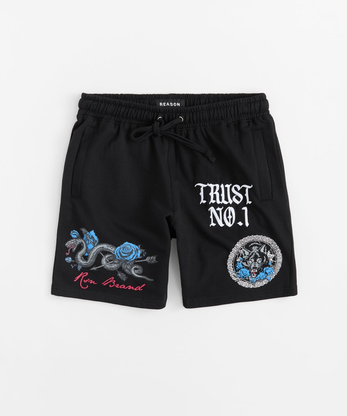 Reason Clothing Deals | Plus Size Trust No 1 Fleece Short - Black