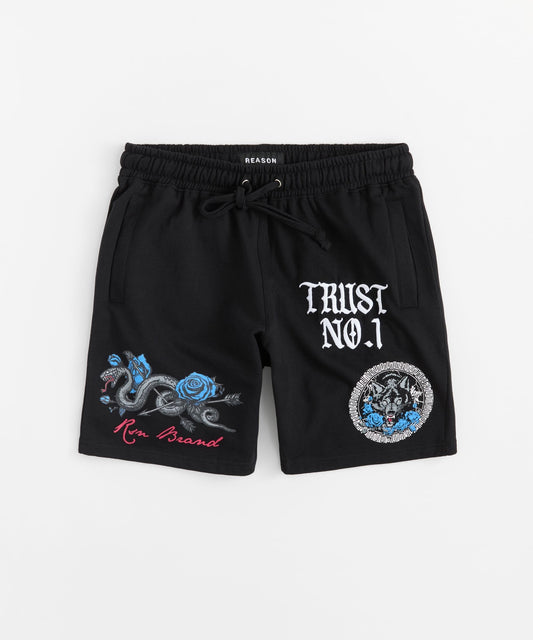 Reason Clothing Deals | Plus Size Trust No 1 Fleece Short - Black