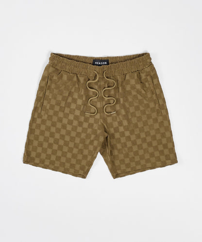 Reason Clothing Top Pick | Checkerboard Towel Shorts - Brown