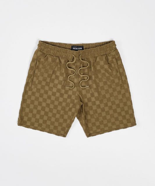 Reason Clothing Top Pick | Checkerboard Towel Shorts - Brown