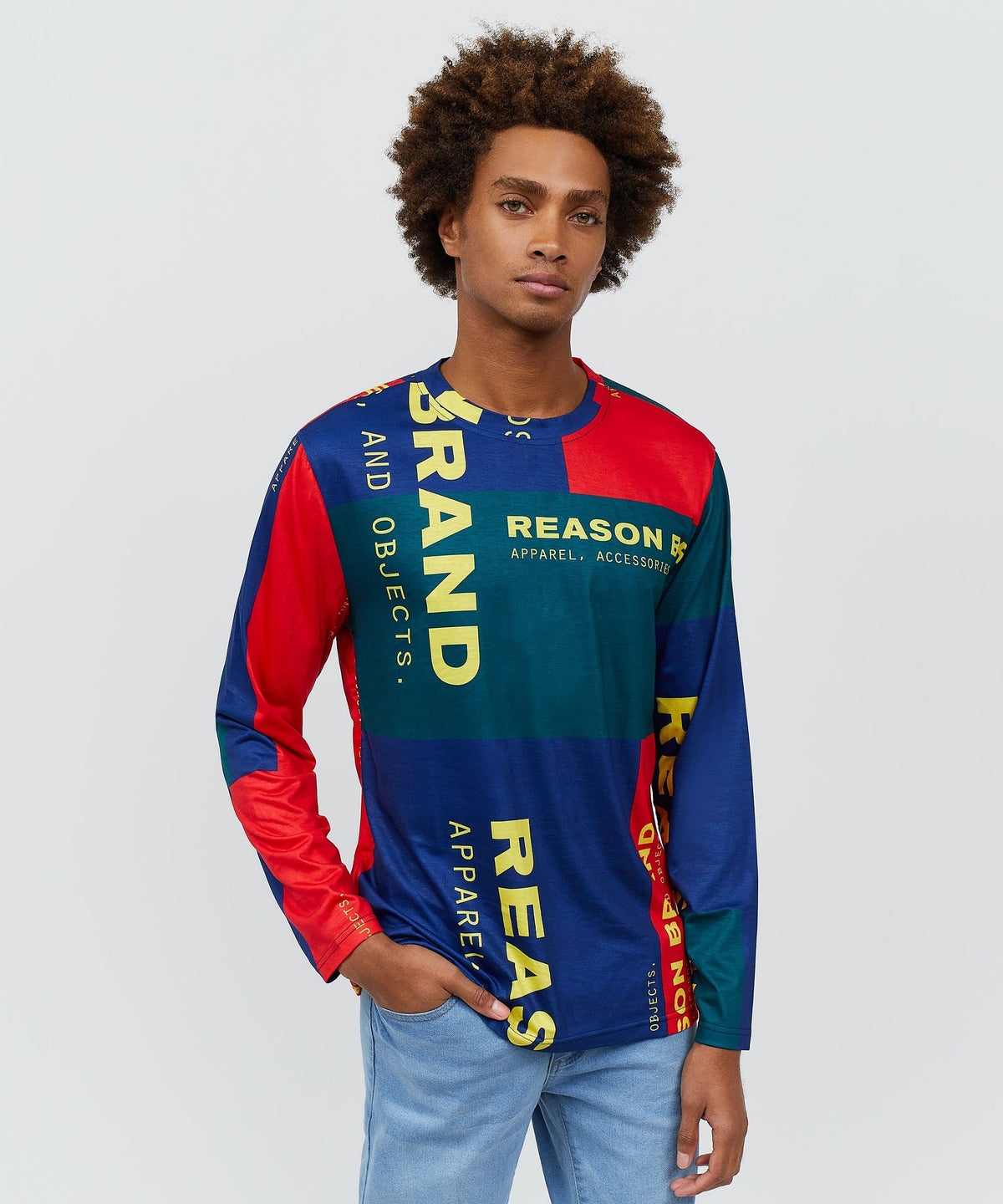 Reason Clothing Customer Favorite | Arseno Multi Color Long Sleeve Logo Tee