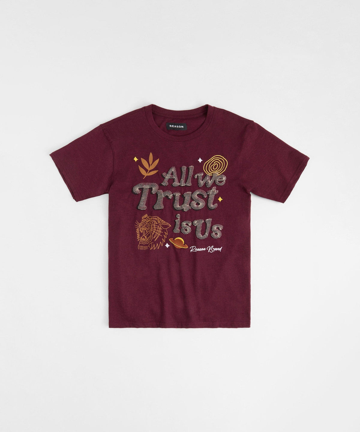 Reason Clothing Hot Sale | Trust Rhinestone Short Sleeve Tee - Brown