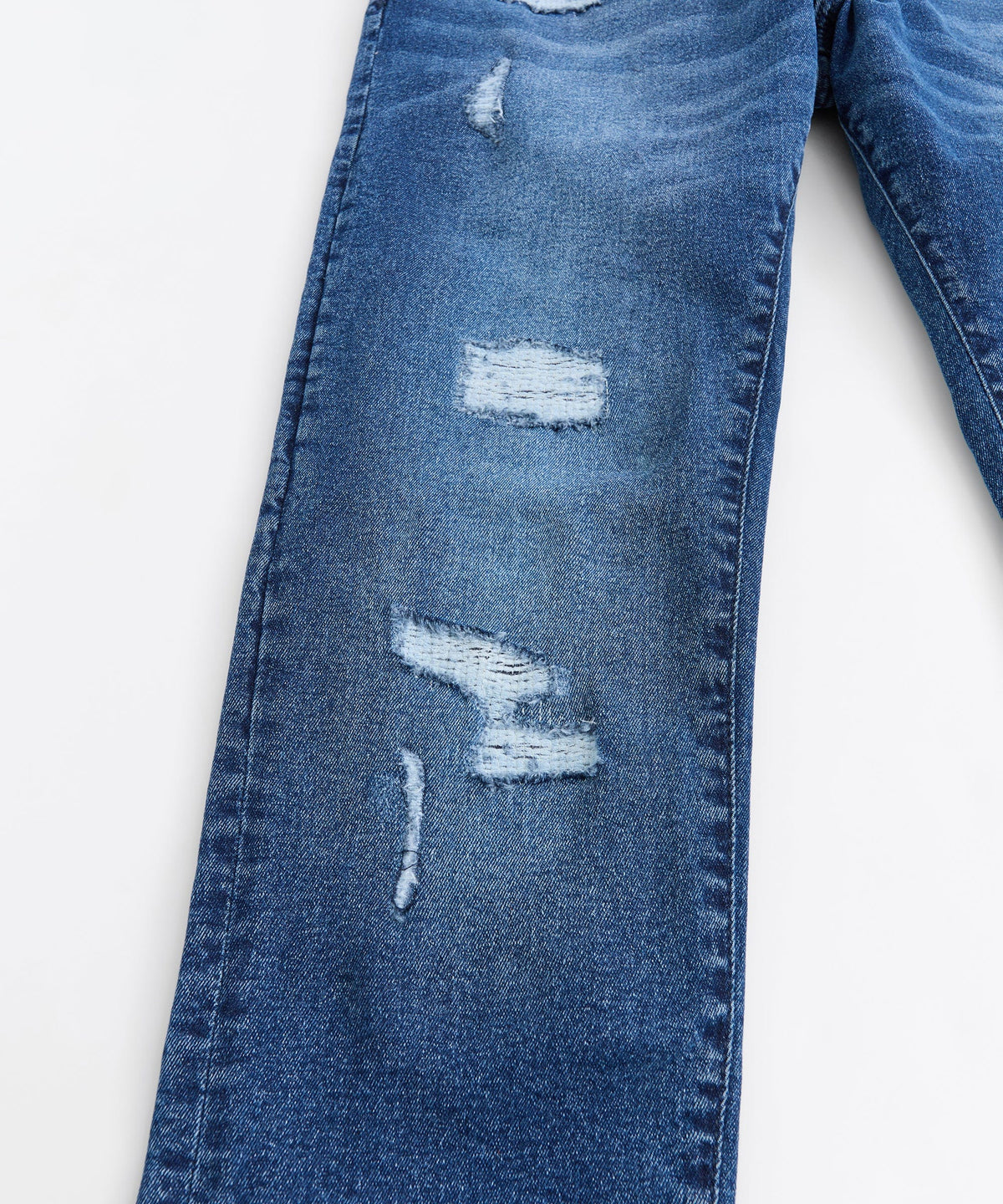 Reason Clothing Latest | Classic Distressed Skinny Jeans - Medium Blue