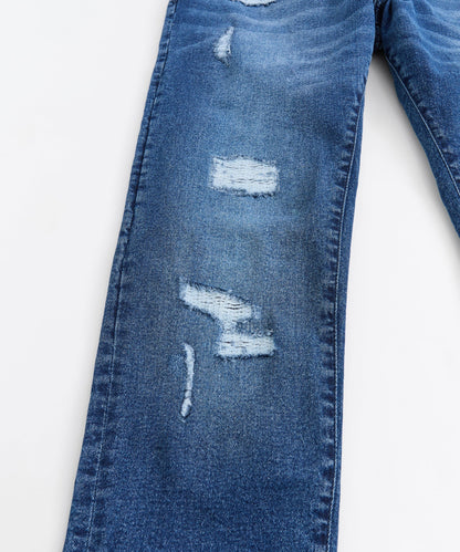 Reason Clothing Latest | Classic Distressed Skinny Jeans - Medium Blue