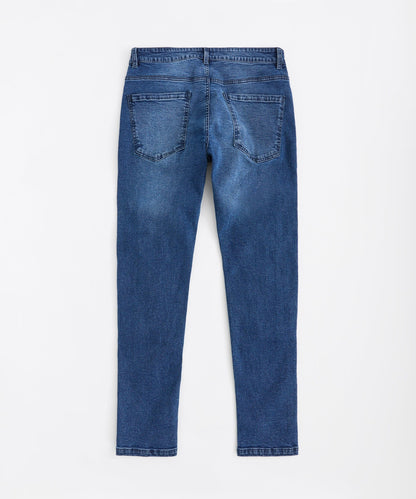 Reason Clothing Latest | Classic Distressed Skinny Jeans - Medium Blue
