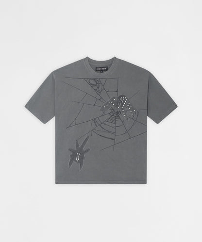Reason Clothing Quality | Toxic Spiderwebs Applique Short Sleeve Tee - Charcoal