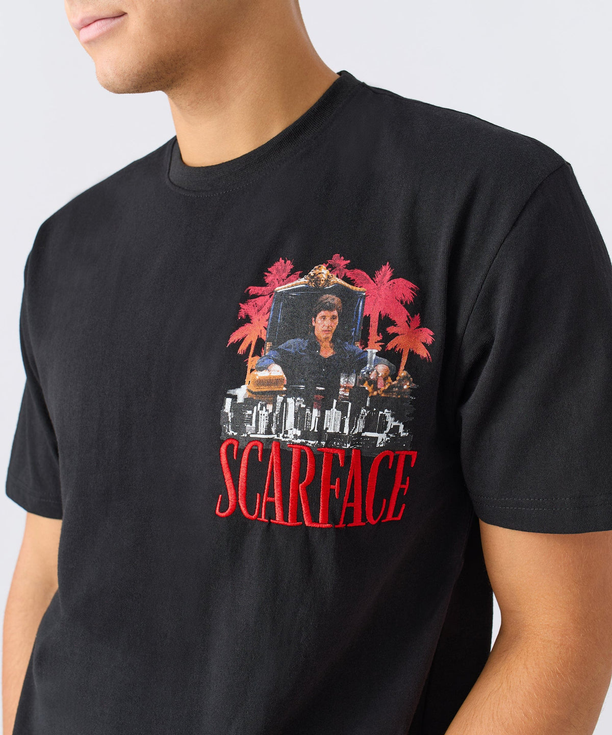 Reason Clothing Best Seller | Scarface City Embroidered Short Sleeve Tee - Black