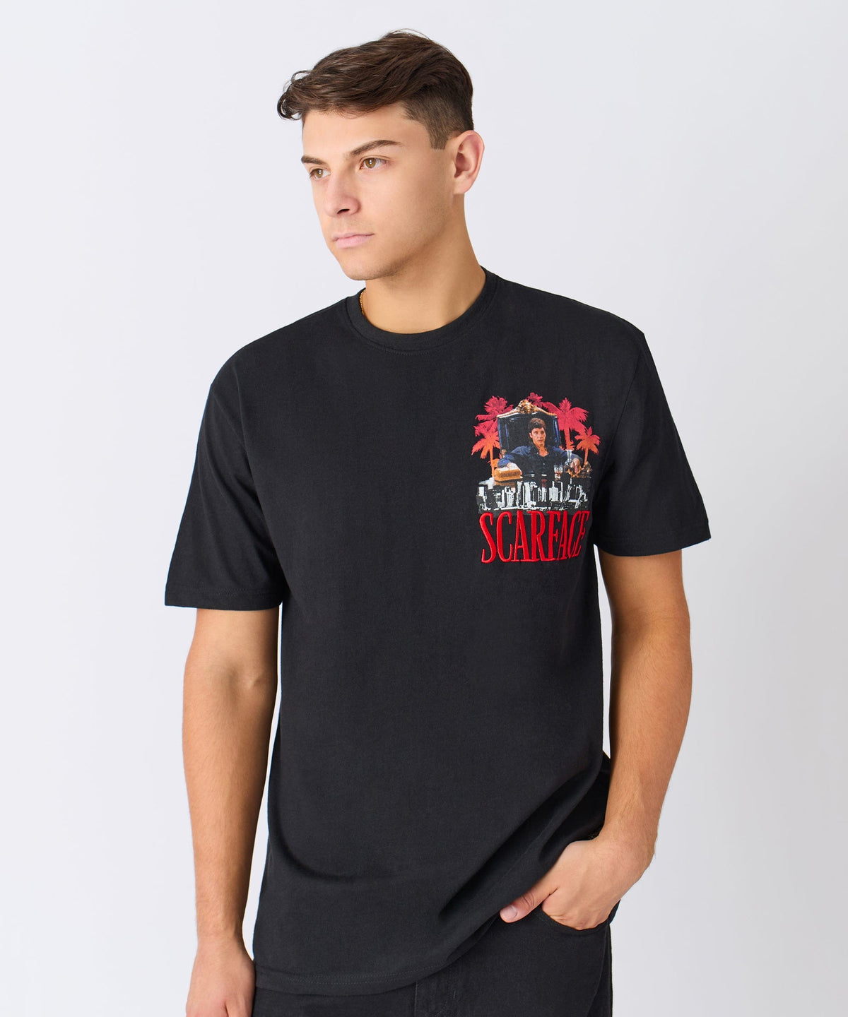 Reason Clothing Best Seller | Scarface City Embroidered Short Sleeve Tee - Black