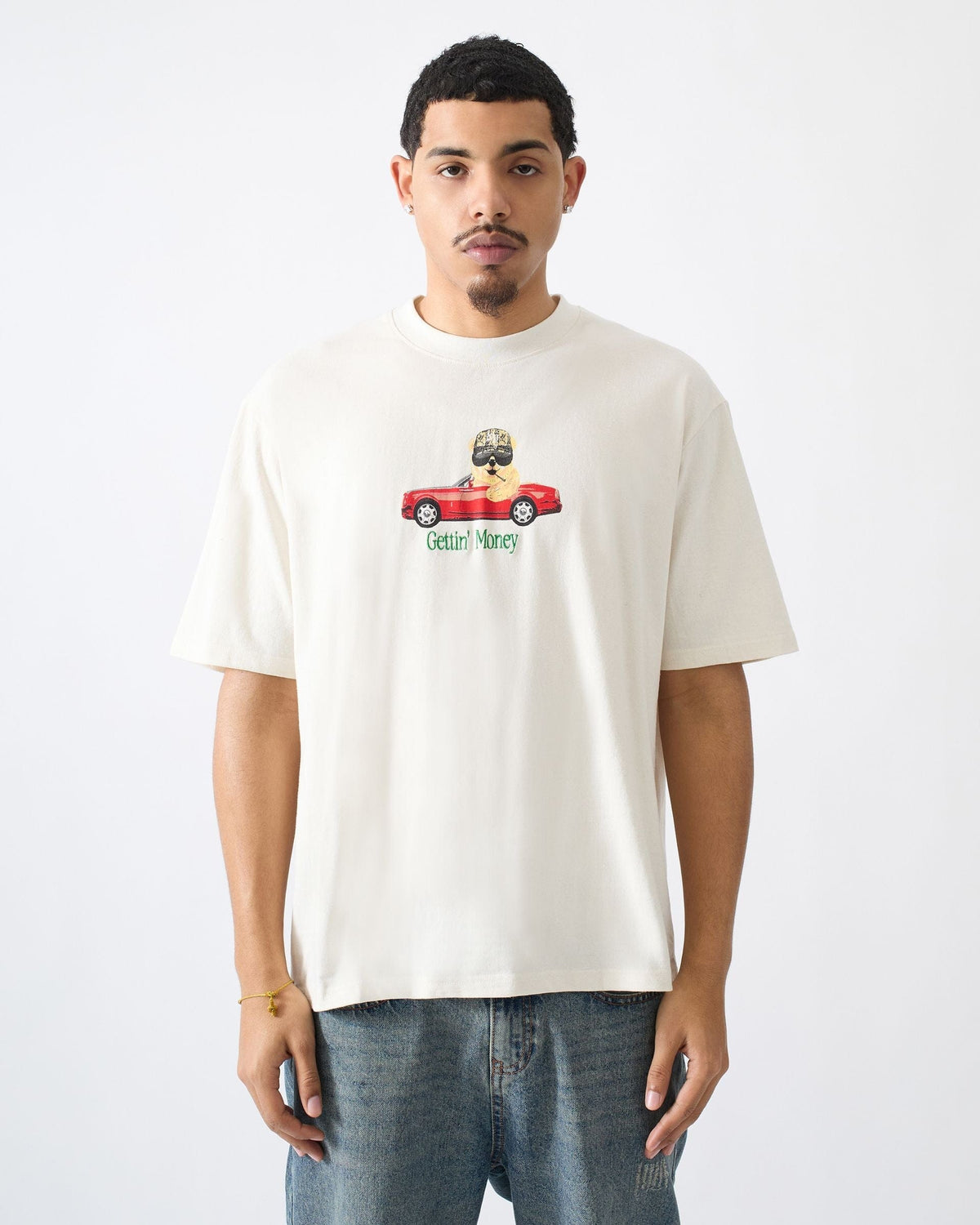 Reason Clothing Hot Sale | Cruisin Cub Embroidered Short Sleeve Tee - Cream