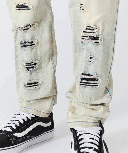 Reason Clothing Quality | Distressed Rip and Frayed Denim - Light Blue