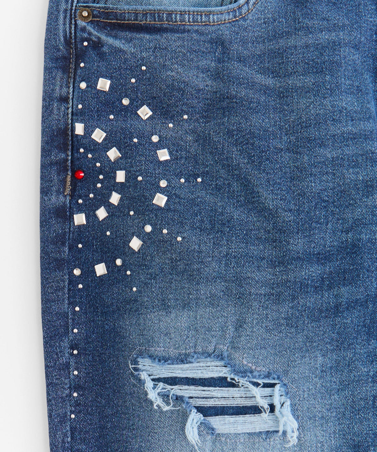 Reason Clothing Featured | Plus Size Starburst Studded Skinny Jeans - Blue