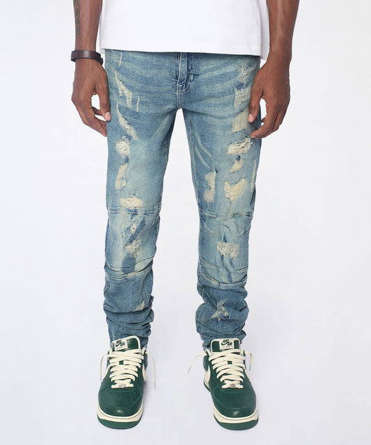 Reason Clothing Quality | Road Rage Distressed Skinny Jeans - Light Blue
