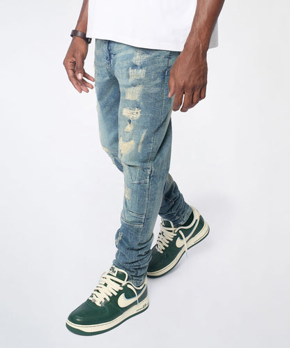 Reason Clothing Quality | Road Rage Distressed Skinny Jeans - Light Blue