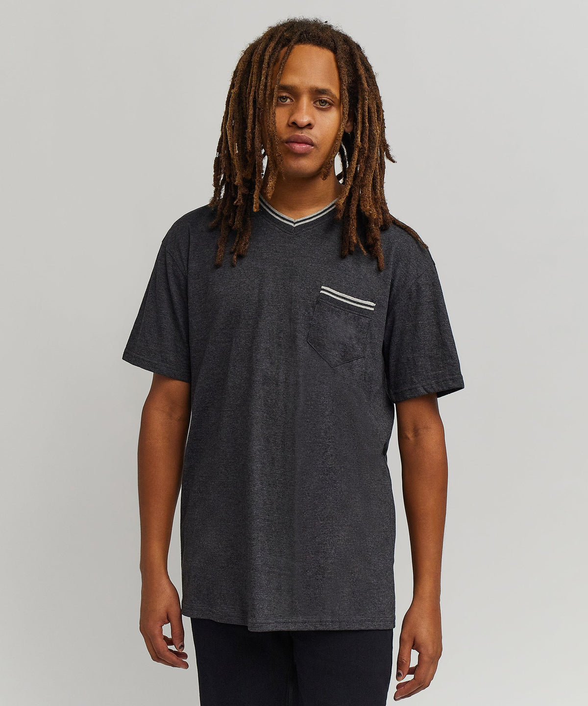Reason Clothing Quality | Pocket Stripe Contrast V-Neck Tee