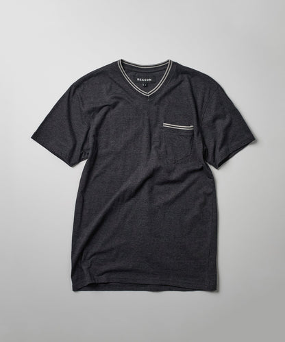 Reason Clothing Quality | Pocket Stripe Contrast V-Neck Tee