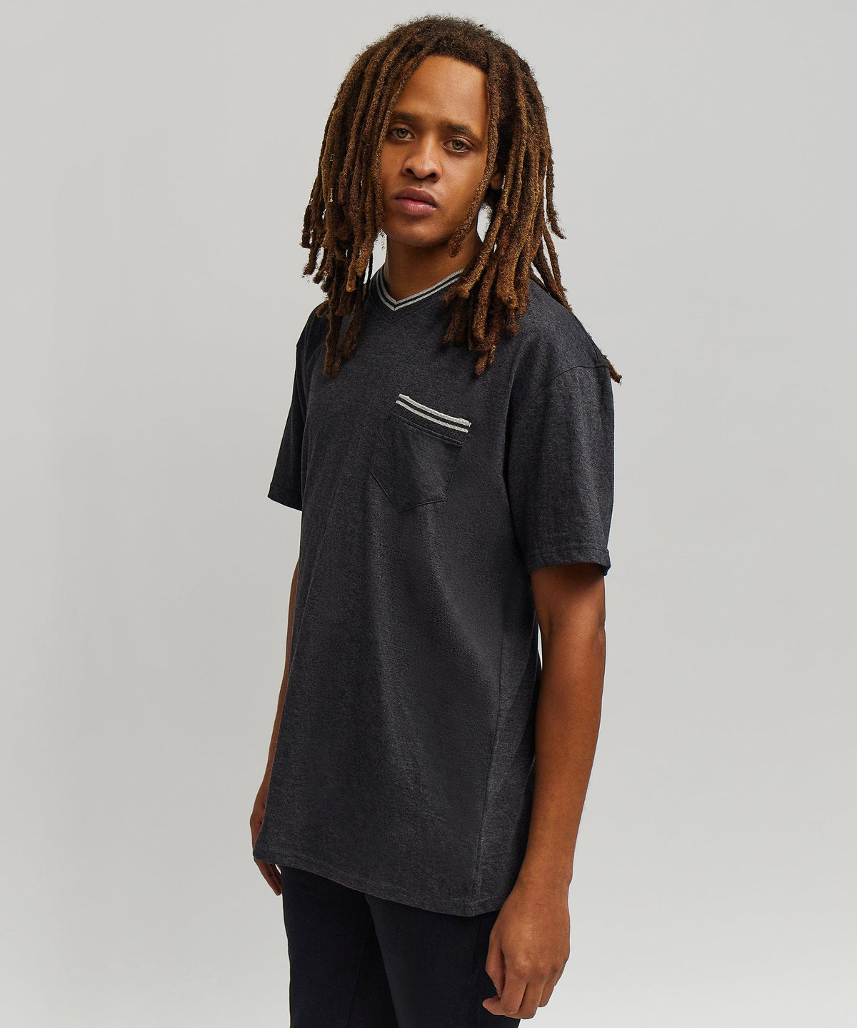 Reason Clothing Quality | Pocket Stripe Contrast V-Neck Tee